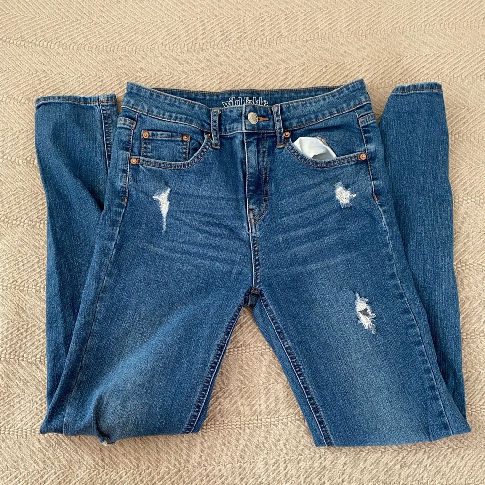 High-Waisted Ripped Skinny Jeans